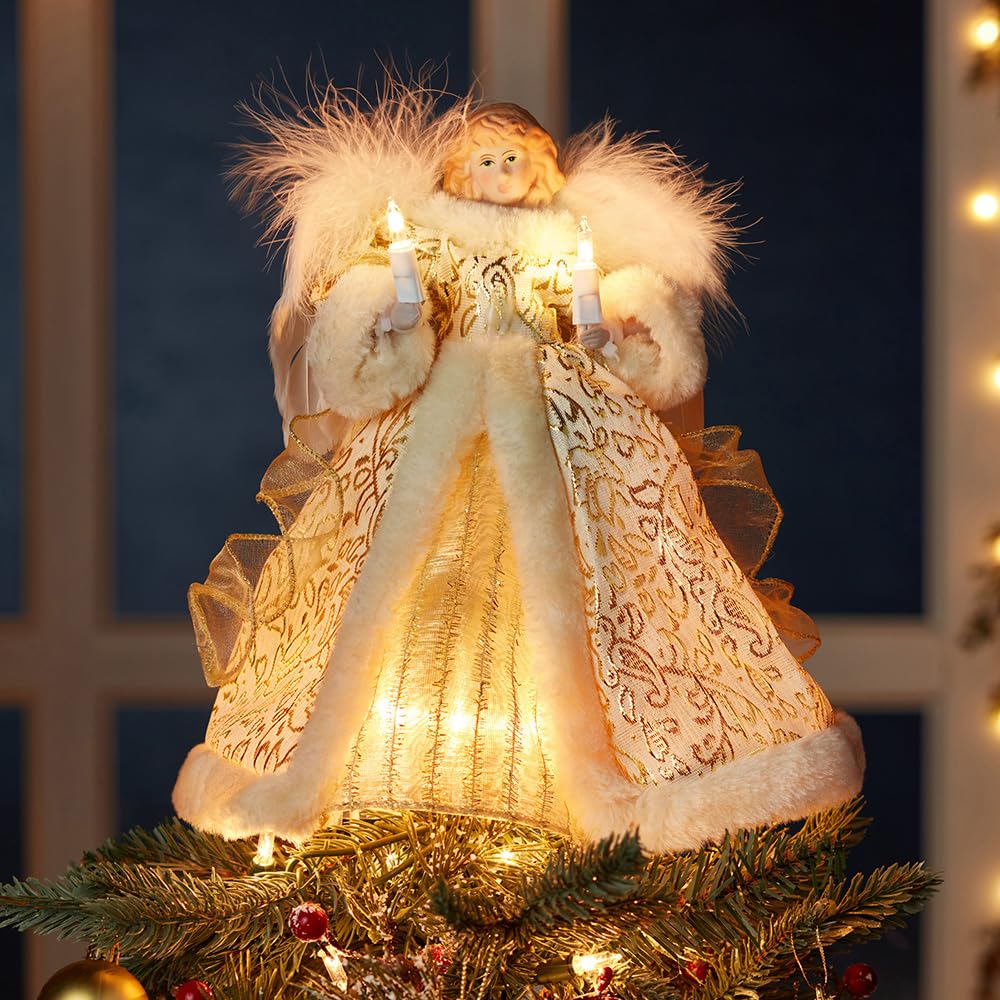 Amazon.com: Kurt Adler UL 10-Light Angel Treetop Figurine, 10-Inch